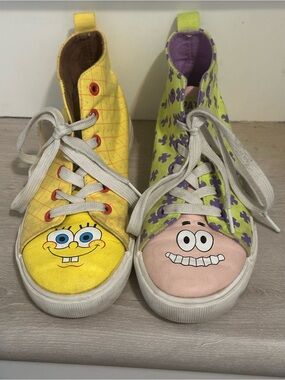 Kids SpongeBob & Patrick Character High-Top Sneakers - Yellow & Pink
